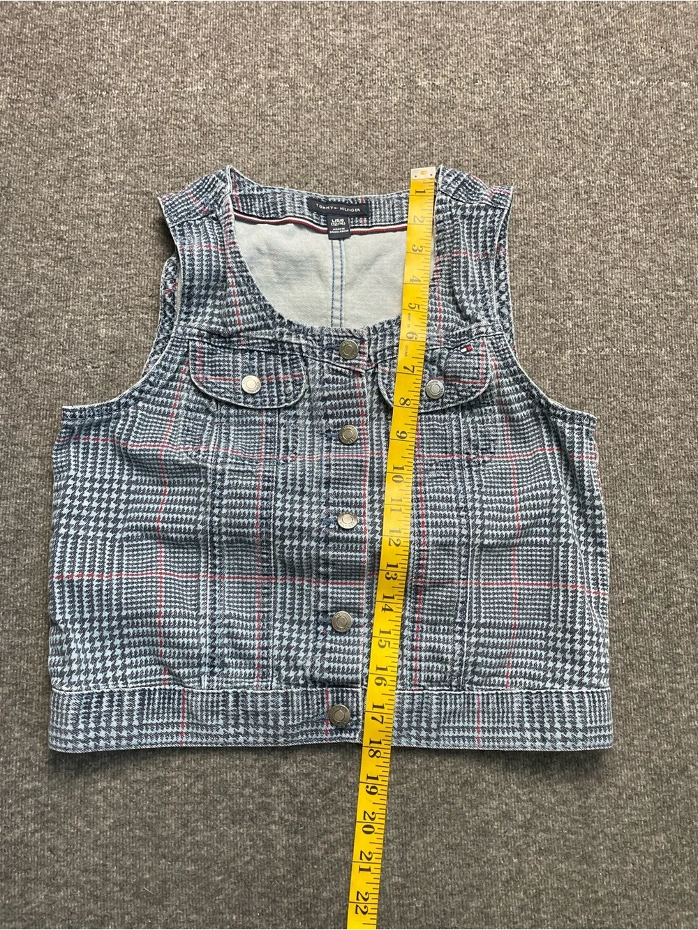 Tommy Hilfiger Denim Houndstooth Vest Skirt Set Girl L 12/14 Y2K Preppy Clueless
